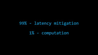 99% - latency mitigation
1% - computation

 