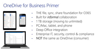 OneDrive for Business Primer
•
•
•
•
•
•
•
 