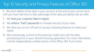 ALL RIGHTS RESERVED © 2016
Top 10 Security and Privacy Features of Office 365
https://products.office.com/en-us/business/office-365-trust-center-top-10-trust-tenets-cloud-security-and-privacy
 