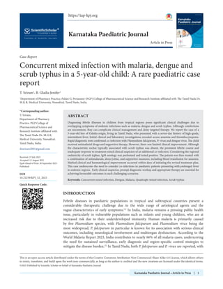 Concurrent mixed infection with malaria, dengue and scrub typhus in a 5 ...
