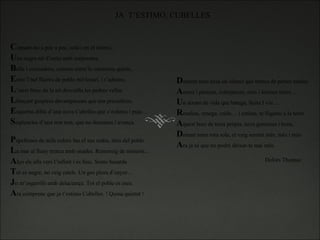 JA  T’ESTIMO, CUBELLES   C opsant-ho a poc a poc, sola i en el silenci, U na   negra nit d’estiu amb sorprenies, B ella i encisadora, camino entre’ls carrerons quiets, E ntre’l baf flairós de poble mil·lenari, i t’admiro. L ’ airet fresc de la nit desvetlla les pedres velles L lençant guspires davantpassats que ens precediren, E squema difús d’una nova Cubelles que s’esfuma i puja… S eqüencies d’una non non, que no descansa i avança. P apellones de mils colors fan el seu redós, dins del poble L a   mar al lluny trenca amb onades. Remoreig de misteris… A lço els ulls vers l’infinit i es fosc. Sento basarda T ot es negre, no veig estels. Un gos plora d’enyor… J o  m’esgarrifo amb delactança. Tot el poble es meu. A ra   comprenc que ja t’estimo Cubelles. ! Quina quietut !   D amunt meu pesa un silenci que trenca de portes endins A mors i pasions, cobejances, cors i ànimes netes… U n   aixam de vida que batega, lluita I viu… R ondina, renega, crida… i estima, te lligams a la terra A quest boci de terra própia, terra generosa i bona. D onant toms tota sola, et vaig sentint més, més i més A ra ja sé que no podré deixar-te mai més.     Dolors Thomas  