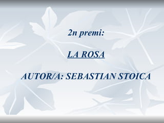 2n premi: LA ROSA AUTOR/A: SEBASTIAN STOICA 