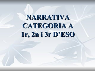 NARRATIVA CATEGORIA A 1r, 2n i 3r D’ESO 