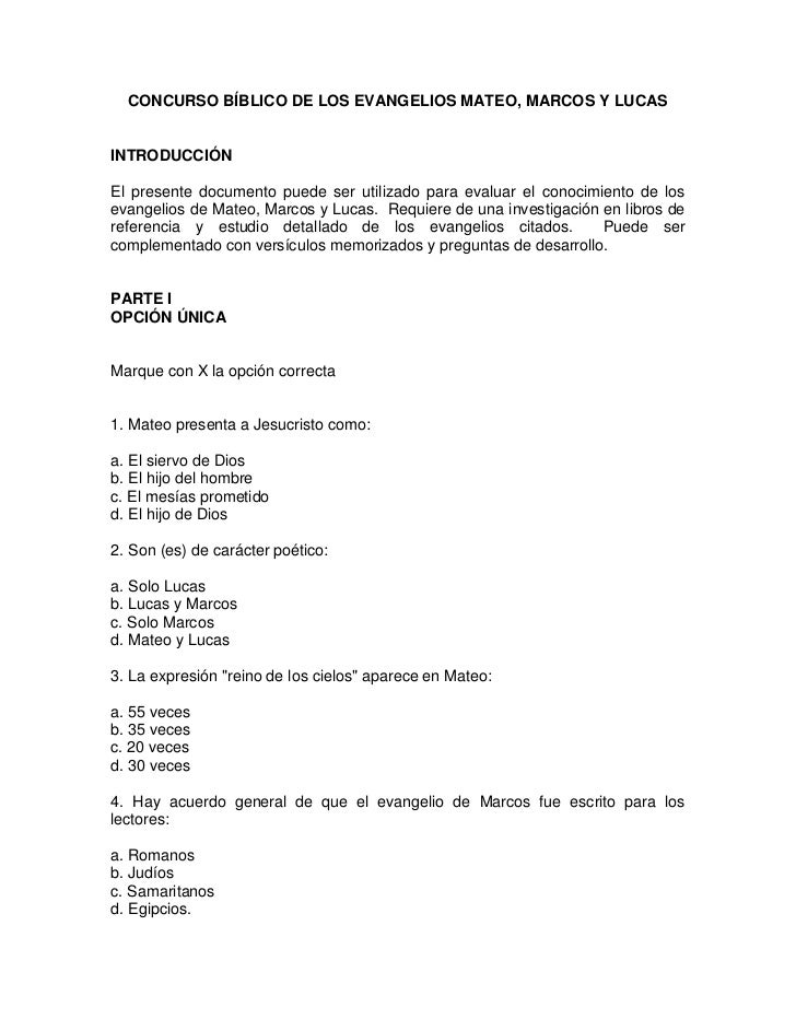 concurso de mateo marcos y lucas