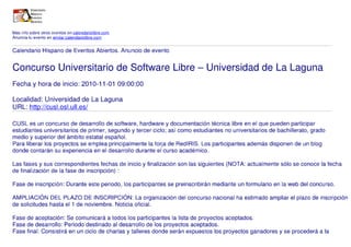 Concurso Universitario de Software Libre  Universidad de La Laguna