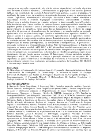 e oportunidades de negócios; Organização do novo negócio; Fases do desenvolvimento de um novo
negócio; Estruturação da equipe; Análise de viabilidade; Fontes de financiamento e negociação de
empréstimos; Formulação de plano de negócio.
AGRICULTURA
1. Manejo e Fertilidade dos Solos agrícolas. 2. Manejo de Irrigação. 3. Máquinas e implementos
agrícolas. 4. Topografia: Planimetria e Altimetria. 5. Agricultura Familiar e Desenvolvimento
Rural Sustentável. 6. Agroecologia: conceitos, objetivos e aplicações. 07. Sistemas de cultivo e
manejo de olerícolas, ornamentais e plantas aromáticas. 08. Sistemas de cultivo e manejo de
frutíferas tropicais. 09. Sistemas de cultivo e manejo de plantas graníferas, energéticas e
oleaginosas. 10. Agroindustrialização de Produtos de Origem Vegetal: Fisiologia pós-colheita e
processamento de frutas e hortaliças. 11. Fitossanidade: manejo integrado de pragas, doenças e
plantas daninhas nos cultivos agrícolas. 12. Silvicultura e Sistemas Agroflorestais.
AGROINDÚSTRIA/ PRODUÇÃO DE ALIMENTOS
1. Química geral e experimental. 2. Compostos orgânicos e reações de interesse em alimentos. 3.
Bioquímica geral e de alimentos. 4. Alterações físico-químicas em alimentos processados. 5. Análise
de alimentos. 6. Conservação de alimentos. 7. Higiene e sanitização agroindustrial. 8. Microbiologia
geral e de alimentos. 9. Processos fermentativos. 10. Boas Práticas de Fabricação e Análise de
Perigos e Pontos Críticos de Controle. 11. Matérias-primas agroindustriais. 12. Tecnologia de
produtos de origem animal. 13. Tecnologia de produtos de origem vegetal. 14. Instalações e
equipamentos agroindustriais. 15. Projetos agroindustriais. 16. Desenvolvimento de novos
produtos. 17. Embalagens. 18. Operações Unitárias na agroindústria. 19. Tratamentos dos resíduos
agroindustriais. 20. Aproveitamento de subprodutos agroindustriais. 21. Utilização racional dos
recursos naturais. 22. Uso e reuso de água na agroindústria. 23. Desenvolvimento e sustentabilidade
ambiental. 24. Economia agroindustrial. 25. Legislação e vigilância agroindustrial. 26.
Empreendedorismo e gestão tecnológica. 27. Planejamento e desenvolvimento de agroindústria. 28.
Comercialização e marketing. 29. Logística e distribuição. 30. Responsabilidade socioambiental.
AGRONEGÓCIO/ AGRICULTURA/ AGROPECUÁRIA
1. Conceituação e importância da cadeia produtiva do Agronegócio no Piauí. 2. Manejo de
pastagens. 3. Máquinas e implementos utilizados para implantação das culturas e preparo do solo.
4. Sistemas de cultivo e manejo de frutíferas tropicais. 5. Sistemas de cultivo e manejo de plantas
graníferas, energéticas e oleaginosas. 6. Sistemas de cultivo e manejo de olerícolas, ornamentais,
medicinais e aromáticas. 7. Agroindustrialização de produtos de origem animal e Vegetal. 8.
Sistemas de irrigação e a otimização do uso da água. 9. Manejo e Fertilidade dos Solos Agrícolas
dos Cerrados. 10. Produção e manejo de ruminantes: Ovinos, Caprinos e Bovinos. 11. Produção e
manejo de monogástricos: Aves e suínos. 12. Construções e Instalações Rurais.
AGROPECUÁRIA
01. Manejo e Fertilidade dos Solos agrícolas. 02. Manejo de Irrigação. 03. Máquinas e implementos
agrícolas. 04. Topografia: Planimetria e Altimetria. 05. Agricultura Familiar e Desenvolvimento
Rural Sustentável. 06. Agroecologia: conceitos, objetivos e aplicações; 07. Sistemas de cultivo e
manejo de olerícolas, ornamentais e plantas aromáticas. 08. Sistemas de cultivo e manejo de
frutíferas tropicais. 09. Sistemas de cultivo e manejo de plantas graníferas, energéticas e
oleaginosas. 10. Agroindustrialização de Produtos de Origem Vegetal: Fisiologia pós-colheita e
processamento de frutas e hortaliças. 11. Fitossanidade: manejo integrado de pragas, doenças e
plantas daninhas nos cultivos agrícolas. 12. Silvicultura e Sistemas Agroflorestais. 13. Construções e
Instalações Rurais
AGROPECUÁRIA/ AGROINDÚSTRIA
1. Manejo e Fertilidade dos Solos agrícolas dos Cerrados. 2. Manejo de Irrigação. 3. Máquinas e
implementos agrícolas. 4. Topografia: Planimetria e Altimetria. 5. Silvicultura e sistemas
agroflorestais. 6. Sistemas de cultivo e manejo de olerícolas, ornamentais, medicinais e aromáticas.
7. Sistemas de cultivo e manejo de frutíferas tropicais. 8. Sistemas de cultivo e manejo de plantas
 