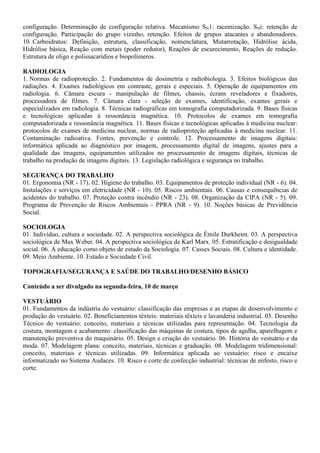 negócio; Estruturação da equipe; Análise de viabilidade; Fontes de financiamento e negociação de
empréstimos; Formulação de plano de negócio.
AGRICULTURA
1. Manejo e Fertilidade dos Solos agrícolas. 2. Manejo de Irrigação. 3. Máquinas e implementos agrícolas.
4. Topografia: Planimetria e Altimetria. 5. Agricultura Familiar e Desenvolvimento Rural Sustentável. 6.
Agroecologia: conceitos, objetivos e aplicações. 07. Sistemas de cultivo e manejo de olerícolas,
ornamentais e plantas aromáticas. 08. Sistemas de cultivo e manejo de frutíferas tropicais. 09. Sistemas de
cultivo e manejo de plantas graníferas, energéticas e oleaginosas. 10. Agroindustrialização de Produtos de
Origem Vegetal: Fisiologia pós-colheita e processamento de frutas e hortaliças. 11. Fitossanidade: manejo
integrado de pragas, doenças e plantas daninhas nos cultivos agrícolas. 12. Silvicultura e Sistemas
Agroflorestais.
AGROINDÚSTRIA/ PRODUÇÃO DE ALIMENTOS
1. Química geral e experimental. 2. Compostos orgânicos e reações de interesse em alimentos. 3.
Bioquímica geral e de alimentos. 4. Alterações físico-químicas em alimentos processados. 5. Análise de
alimentos. 6. Conservação de alimentos. 7. Higiene e sanitização agroindustrial. 8. Microbiologia geral e
de alimentos. 9. Processos fermentativos. 10. Boas Práticas de Fabricação e Análise de Perigos e Pontos
Críticos de Controle. 11. Matérias-primas agroindustriais. 12. Tecnologia de produtos de origem animal.
13. Tecnologia de produtos de origem vegetal. 14. Instalações e equipamentos agroindustriais. 15.
Projetos agroindustriais. 16. Desenvolvimento de novos produtos. 17. Embalagens. 18. Operações
Unitárias na agroindústria. 19. Tratamentos dos resíduos agroindustriais. 20. Aproveitamento de
subprodutos agroindustriais. 21. Utilização racional dos recursos naturais. 22. Uso e reuso de água na
agroindústria. 23. Desenvolvimento e sustentabilidade ambiental. 24. Economia agroindustrial. 25.
Legislação e vigilância agroindustrial. 26. Empreendedorismo e gestão tecnológica. 27. Planejamento e
desenvolvimento de agroindústria. 28. Comercialização e marketing. 29. Logística e distribuição. 30.
Responsabilidade socioambiental.
AGRONEGÓCIO/ AGRICULTURA/ AGROPECUÁRIA
1. Conceituação e importância da cadeia produtiva do Agronegócio no Piauí. 2. Manejo de pastagens. 3.
Máquinas e implementos utilizados para implantação das culturas e preparo do solo. 4. Sistemas de
cultivo e manejo de frutíferas tropicais. 5. Sistemas de cultivo e manejo de plantas graníferas, energéticas
e oleaginosas. 6. Sistemas de cultivo e manejo de olerícolas, ornamentais, medicinais e aromáticas. 7.
Agroindustrialização de produtos de origem animal e Vegetal. 8. Sistemas de irrigação e a otimização do
uso da água. 9. Manejo e Fertilidade dos Solos Agrícolas dos Cerrados. 10. Produção e manejo de
ruminantes: Ovinos, Caprinos e Bovinos. 11. Produção e manejo de monogástricos: Aves e suínos. 12.
Construções e Instalações Rurais.
AGROPECUÁRIA
01. Manejo e Fertilidade dos Solos agrícolas. 02. Manejo de Irrigação. 03. Máquinas e implementos
agrícolas. 04. Topografia: Planimetria e Altimetria. 05. Agricultura Familiar e Desenvolvimento Rural
Sustentável. 06. Agroecologia: conceitos, objetivos e aplicações; 07. Sistemas de cultivo e manejo de
olerícolas, ornamentais e plantas aromáticas. 08. Sistemas de cultivo e manejo de frutíferas tropicais. 09.
Sistemas de cultivo e manejo de plantas graníferas, energéticas e oleaginosas. 10. Agroindustrialização de
Produtos de Origem Vegetal: Fisiologia pós-colheita e processamento de frutas e hortaliças. 11.
Fitossanidade: manejo integrado de pragas, doenças e plantas daninhas nos cultivos agrícolas. 12.
Silvicultura e Sistemas Agroflorestais. 13. Construções e Instalações Rurais
AGROPECUÁRIA/ AGROINDÚSTRIA
1. Manejo e Fertilidade dos Solos agrícolas dos Cerrados. 2. Manejo de Irrigação. 3. Máquinas e
implementos agrícolas. 4. Topografia: Planimetria e Altimetria. 5. Silvicultura e sistemas agroflorestais.
6. Sistemas de cultivo e manejo de olerícolas, ornamentais, medicinais e aromáticas. 7. Sistemas de
cultivo e manejo de frutíferas tropicais. 8. Sistemas de cultivo e manejo de plantas graníferas, energéticas
e oleaginosas. 9. Agroindustrialização de Produtos de origem Animal. 10. Agroindustrialização de
 