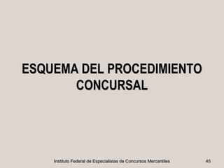 ESQUEMA DEL PROCEDIMIENTO
       CONCURSAL




    Instituto Federal de Especialistas de Concursos Mercantiles   45
 