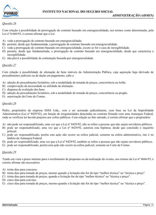 Prova Analista INSS - Funrio - 2013