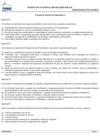 Prova Analista INSS - Funrio - 2013