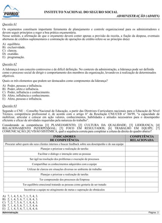 Prova Analista INSS - Funrio - 2013