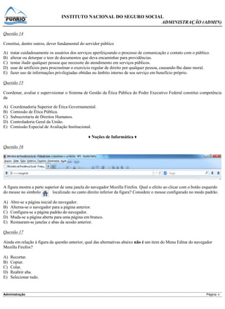 Prova Analista INSS - Funrio - 2013