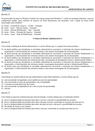 Prova Analista INSS - Funrio - 2013