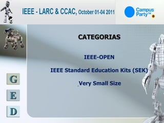 CATEGORIAS


               IEEE-OPEN

    IEEE Standard Education Kits (SEK)
G            Very Small Size

E
D
 
