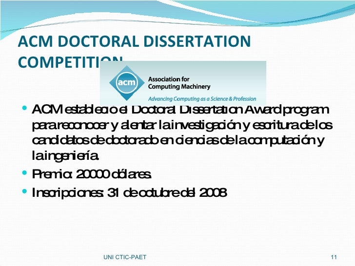 acm doctoral dissertation award concursos sobre tecnologia y negocios a nivel nacional e acm doctoral dissertation award concursos sobre tecnologia y negocios a nivel nacional e