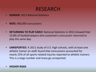 Concussions in high school athletes case study presentation | PPTX