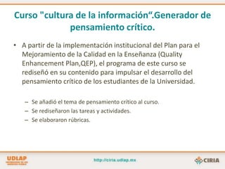 Programas: Competencias Informativas.Programas de Inducción.Rally.Visitas guiadas.Talleres/ cursos de recursos de información por área de conocimiento.