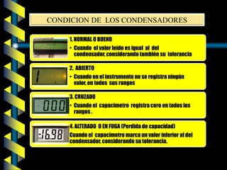 CONDICION DE LOS CONDENSADORES