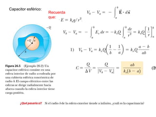 Capacitor esférico:
Recuerda
que:
 