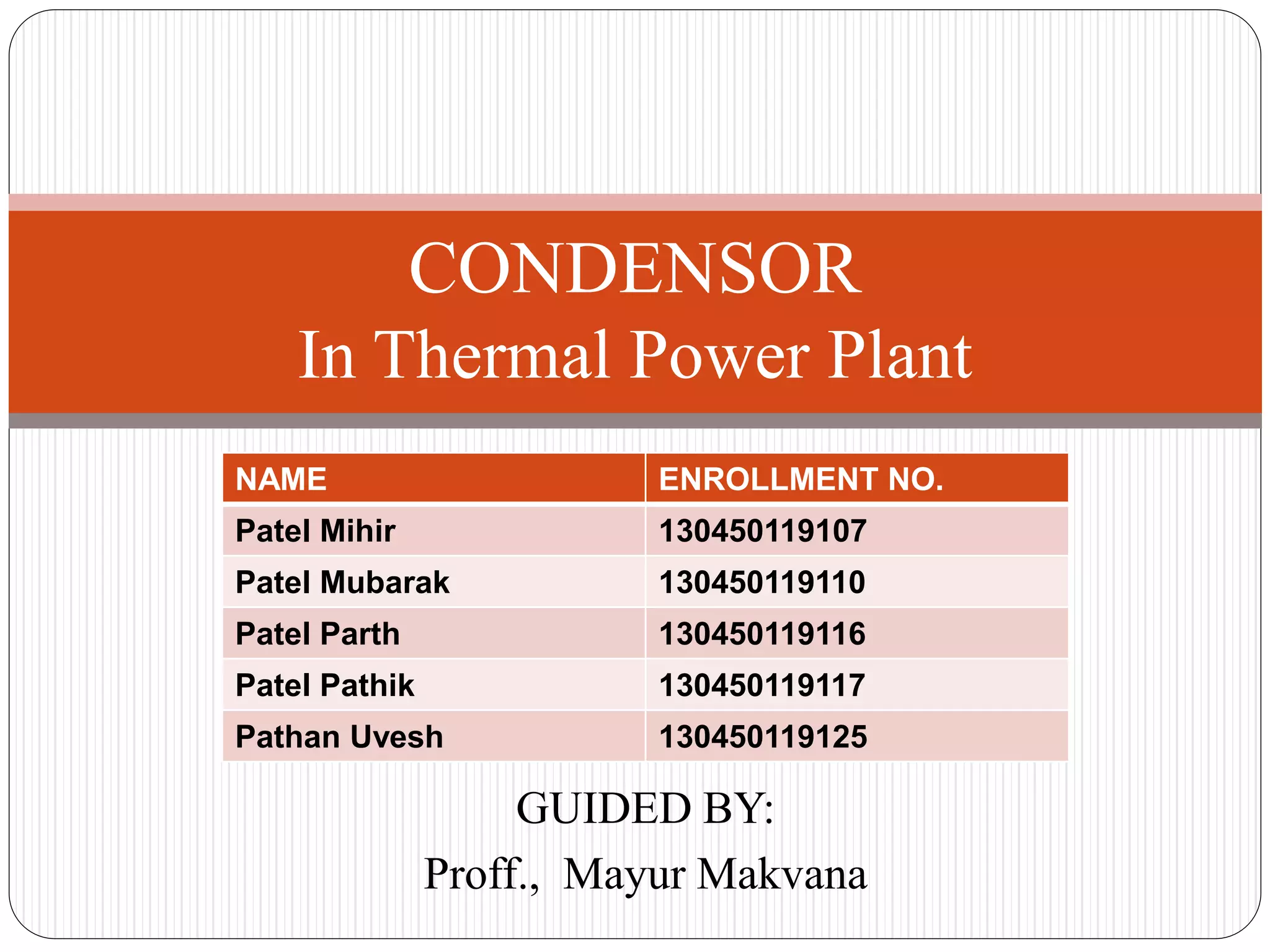 Condenser in Thermal Power Plant PPT