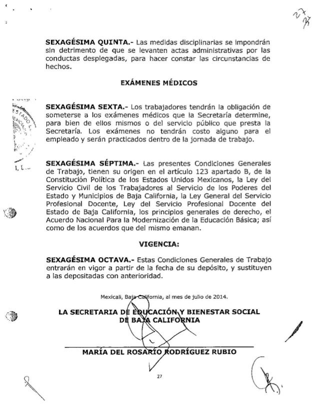 Condiciones generales de trabajo Baja California