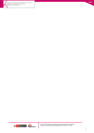 “Año de la Diversificación Productiva y del Fortalecimiento de la Educación"
"Decenio de las Personas con Discapacidad en el Perú 2007 - 2016"
5
PROGRAMA DE ACTUALIZACIÓN DOCENTE EN DIDÁCTICA
MODULO I: Condiciones para aprender
Modalidad Semipresencial
2015
 