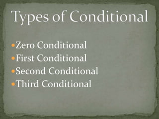 Zero Conditional
First Conditional
Second Conditional
Third Conditional
 