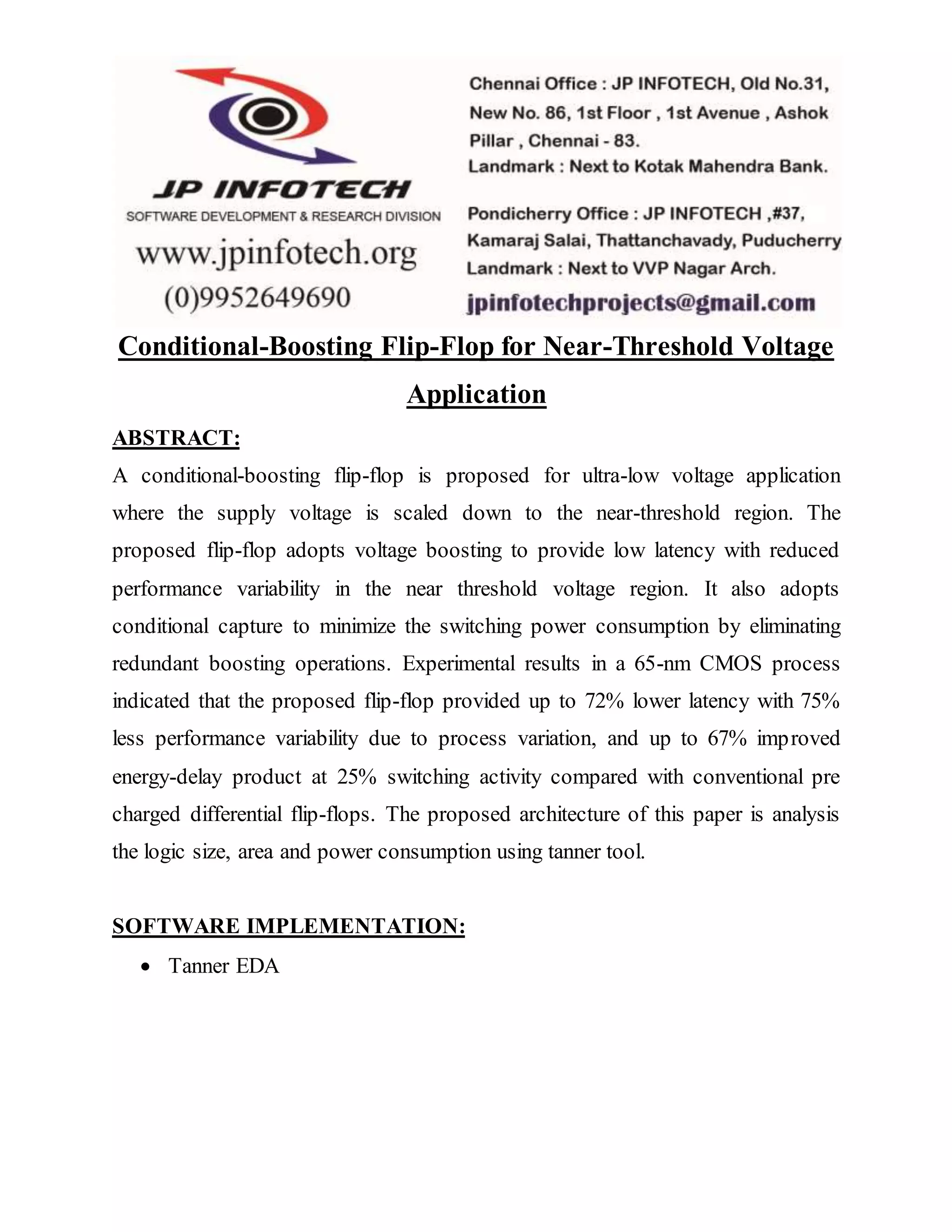 Conditional-Boosting Flip-Flop for Near-Threshold Voltage Application ...