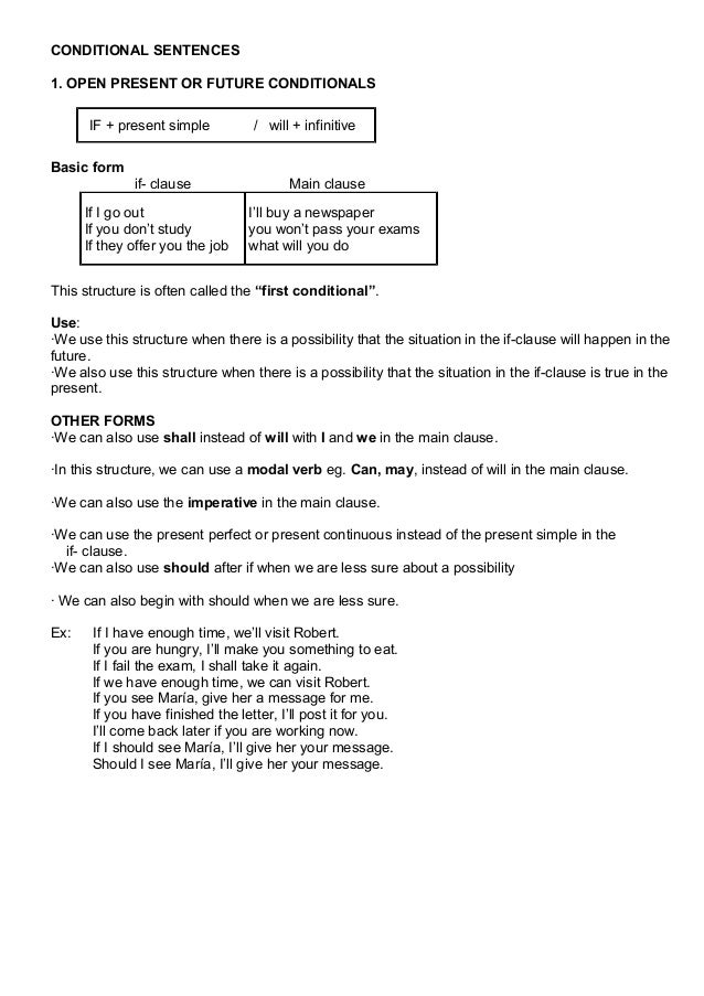 Conditional conjunctions exercises