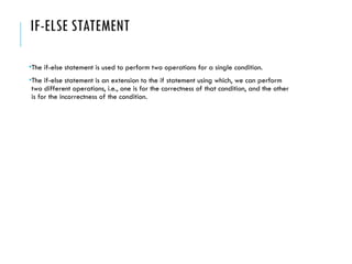 Conditional control statements explains the programming constructs | PPT