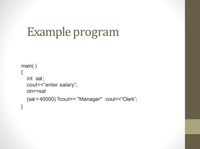Conditional operator/Ternary Operator in c/C++ | PPTX