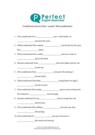 1st 2nd 3rdconditionals with answer key