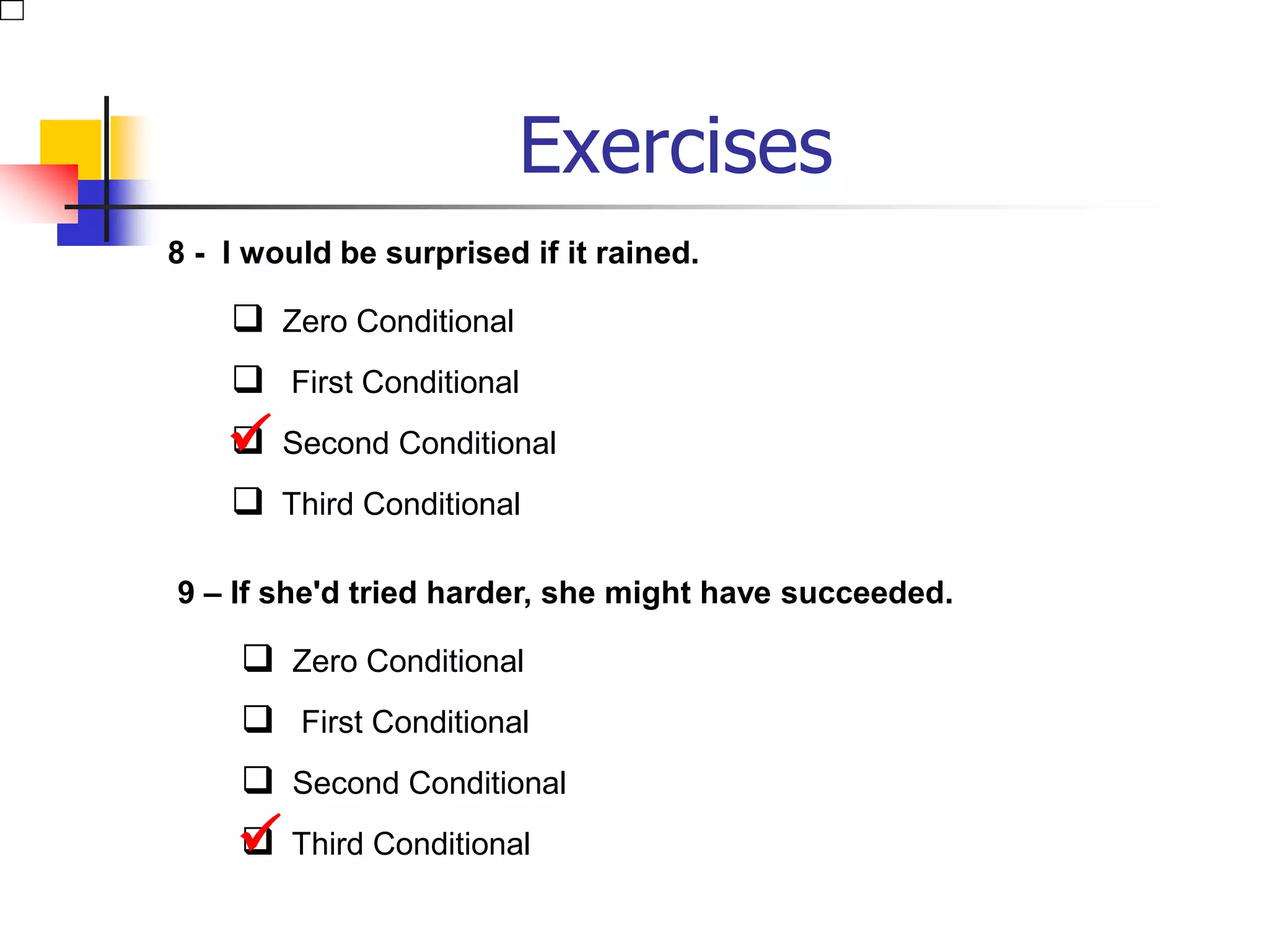 Exercises2 - I'll tell her if she comes. Zero Conditional