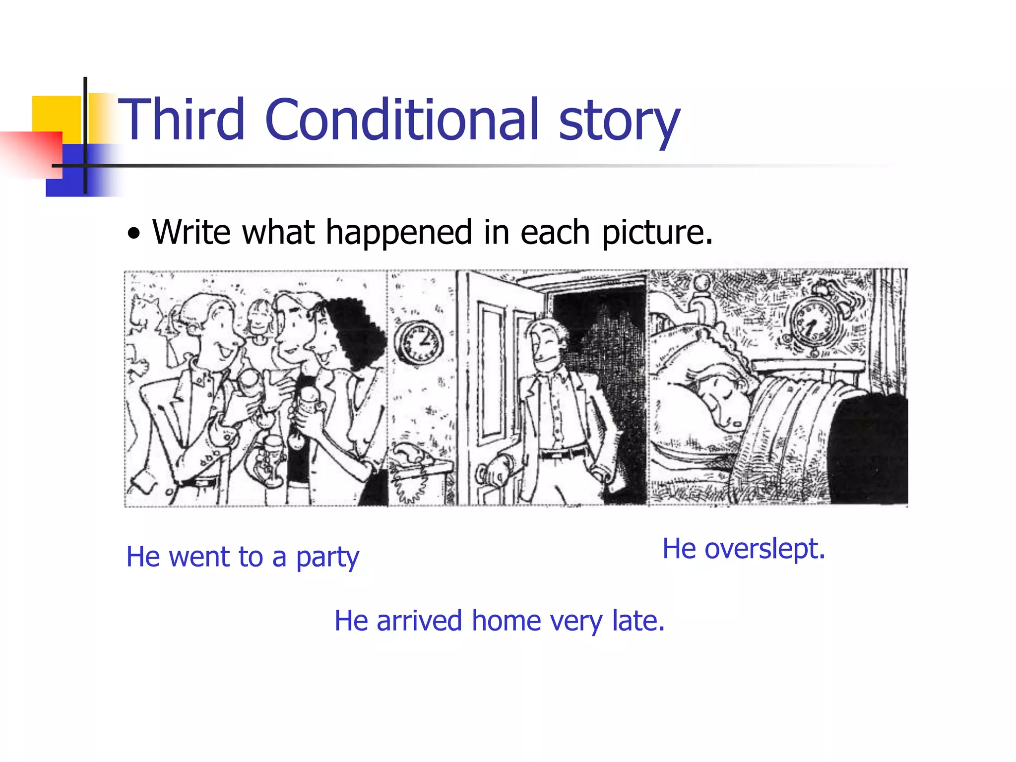   Third Conditional7 – Water boils if you heat it to a hundred degrees celsius.  Zero Conditional