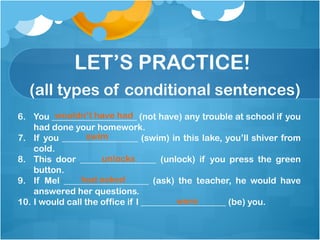conditional sentences in English - explanation and exercises | PPTX