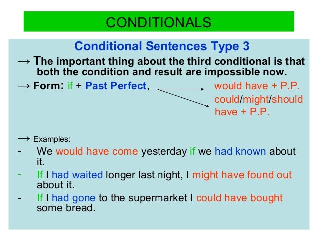 Conditionals Grammar Conditionals Grammar