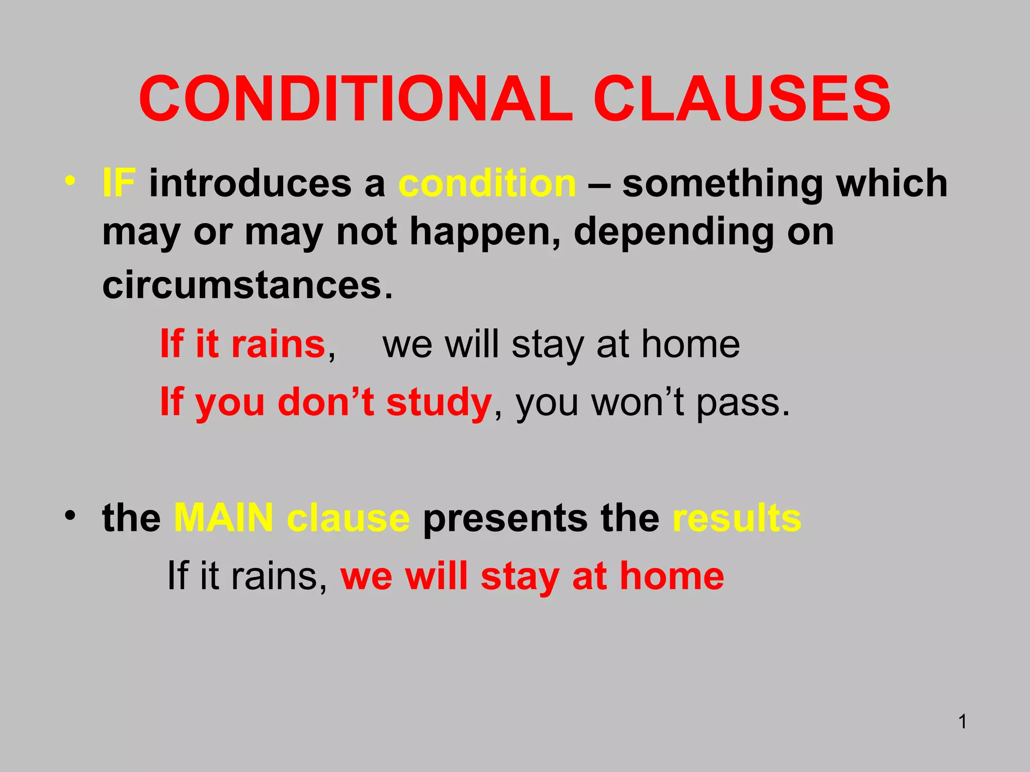 Conditionals - Grammar explanation | PPT