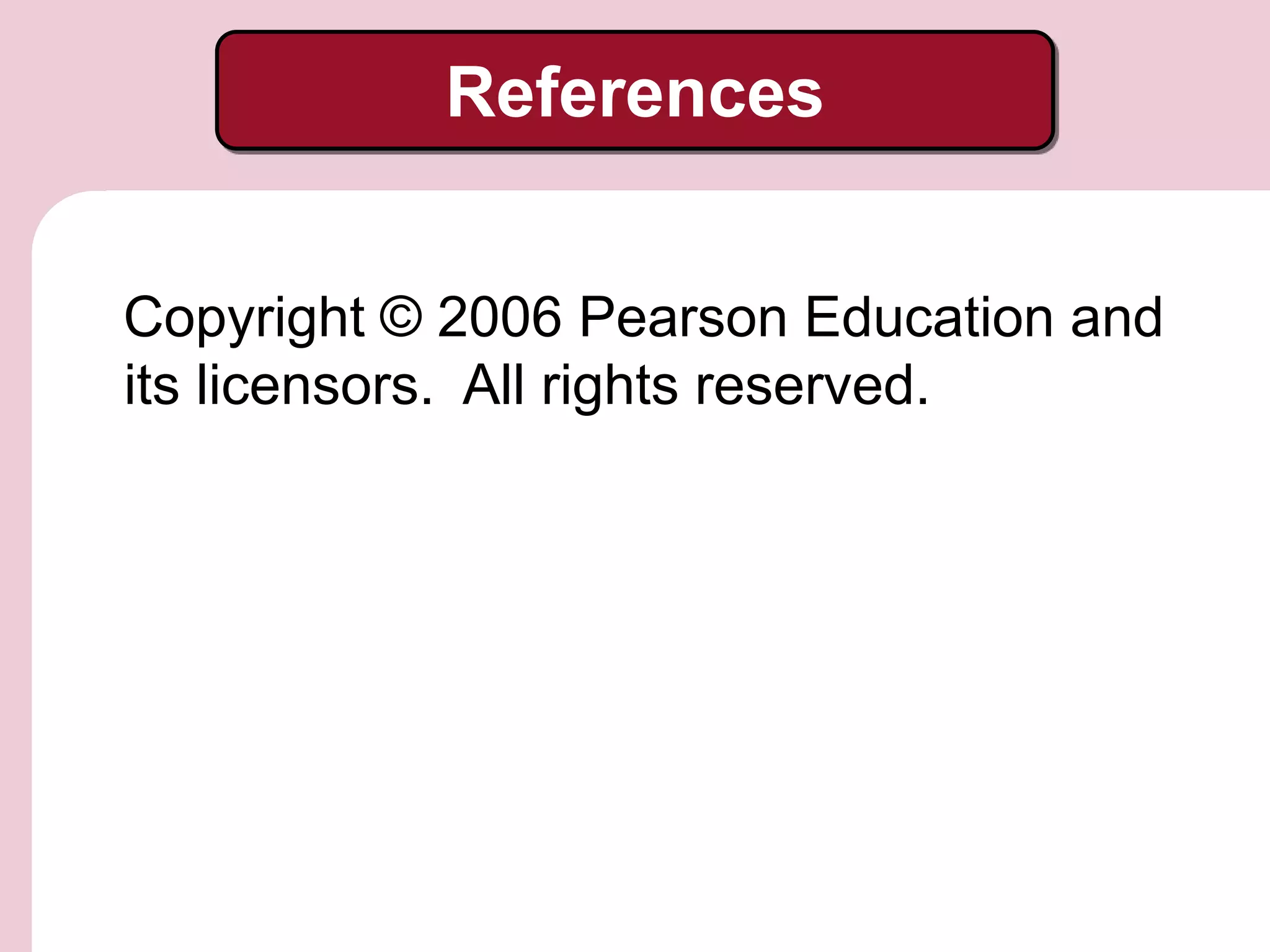 Copyright © 2006 Pearson Education and
its licensors. All rights reserved.
References
 