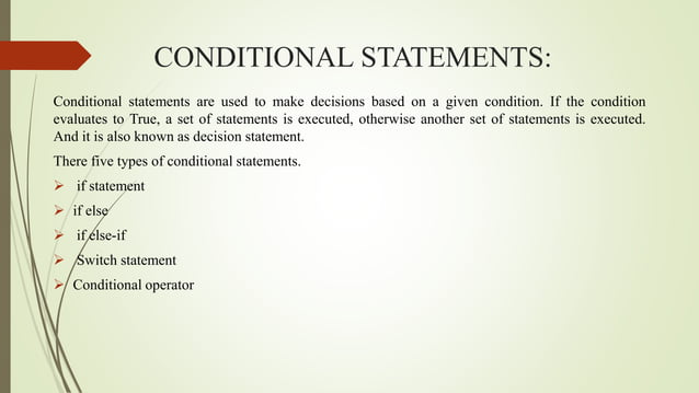 Conditional statements | PPT