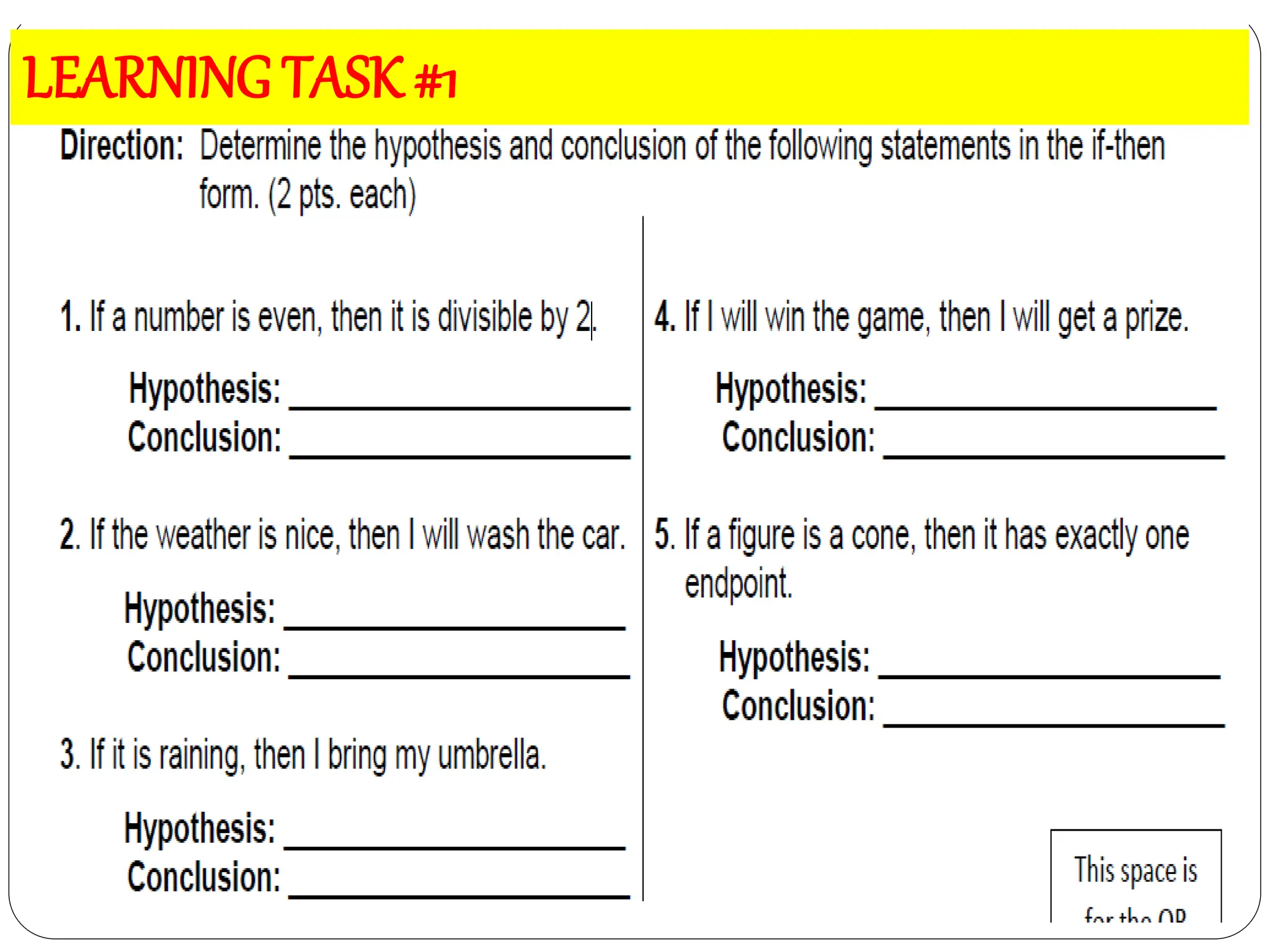 LEARNING TASK #1
 