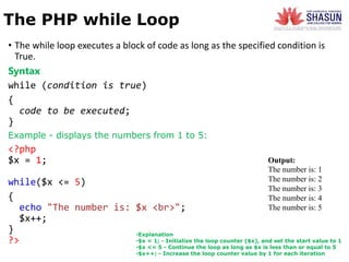 PHP CONDITIONAL STATEMENTS AND LOOPING.ppt | Web Development | Internet