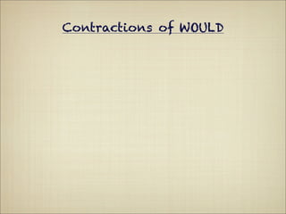 Contractions of WOULD
 