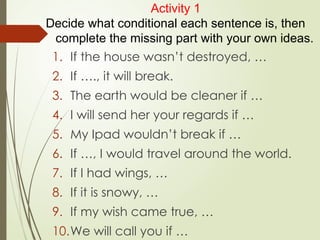 Type 3 Conditional Powerpoint Comprehensive Guide to English Conditional Sentences: Types and Usage ...