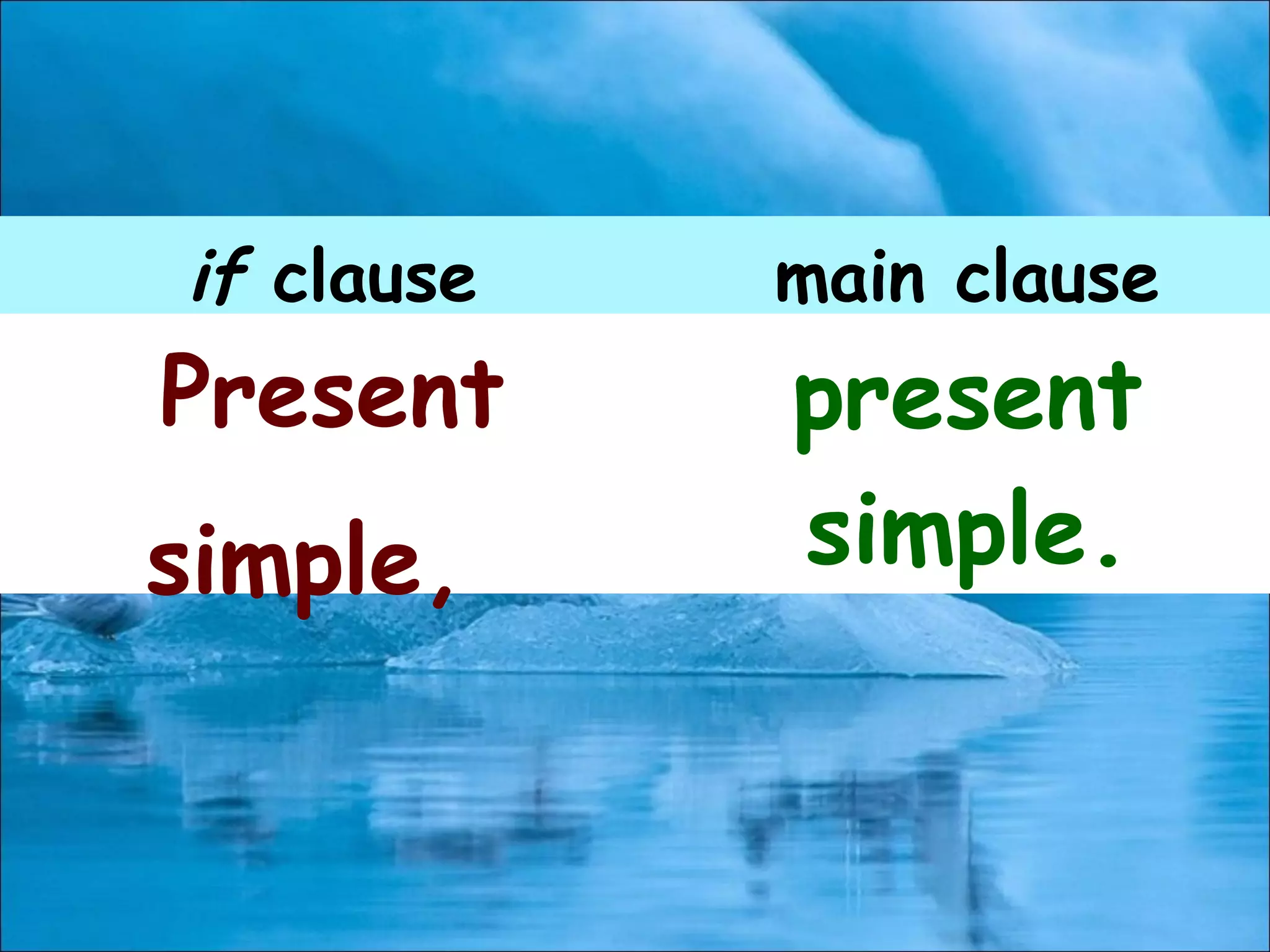 if clause main clause
Present
simple,
present
simple.
 