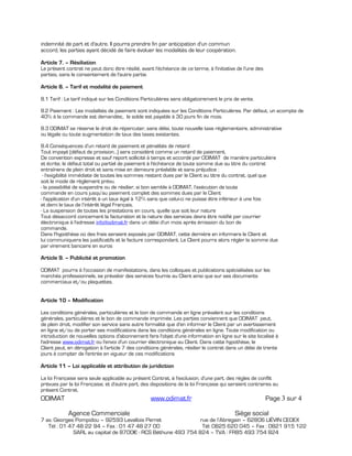 Conditions generales de vente ODIMAT