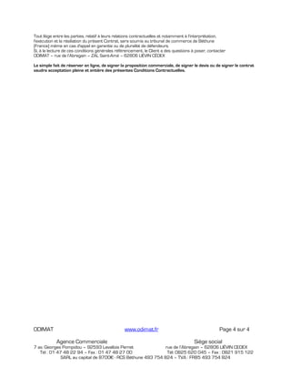 Conditions generales de vente ODIMAT