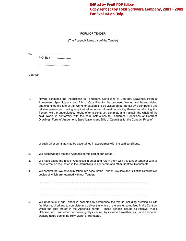 tender cover letter