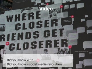 Video




                                           www.silviatoffolon.it




• Did you know 2011
• Did you know – social media revolution
 