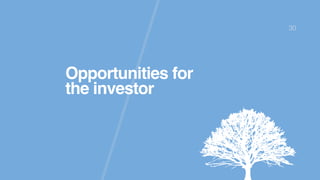 Opportunities for
the investor
30
 