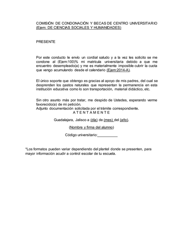 Carta De Exoneracion De Pago De